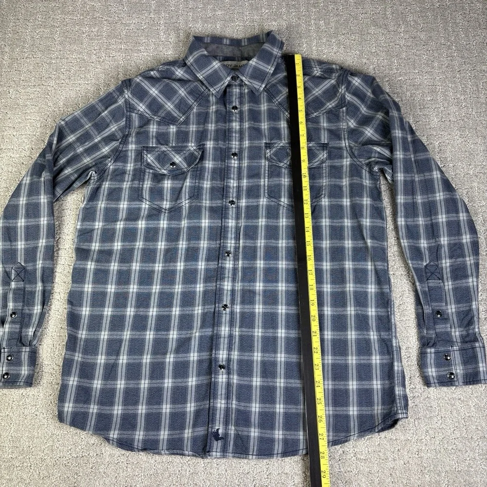 Cody James Mens Medium Pearl Snap Western Shirt Blue Plaid Long Sleeve Cowboy